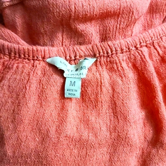 Lucky Brand Peasant Blouse Size Medium Pink Tassels - Picture 2 of 5